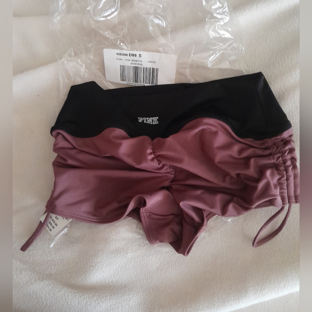 - : Pink VS "cocoa" swim to gym bottoms ! Nwt